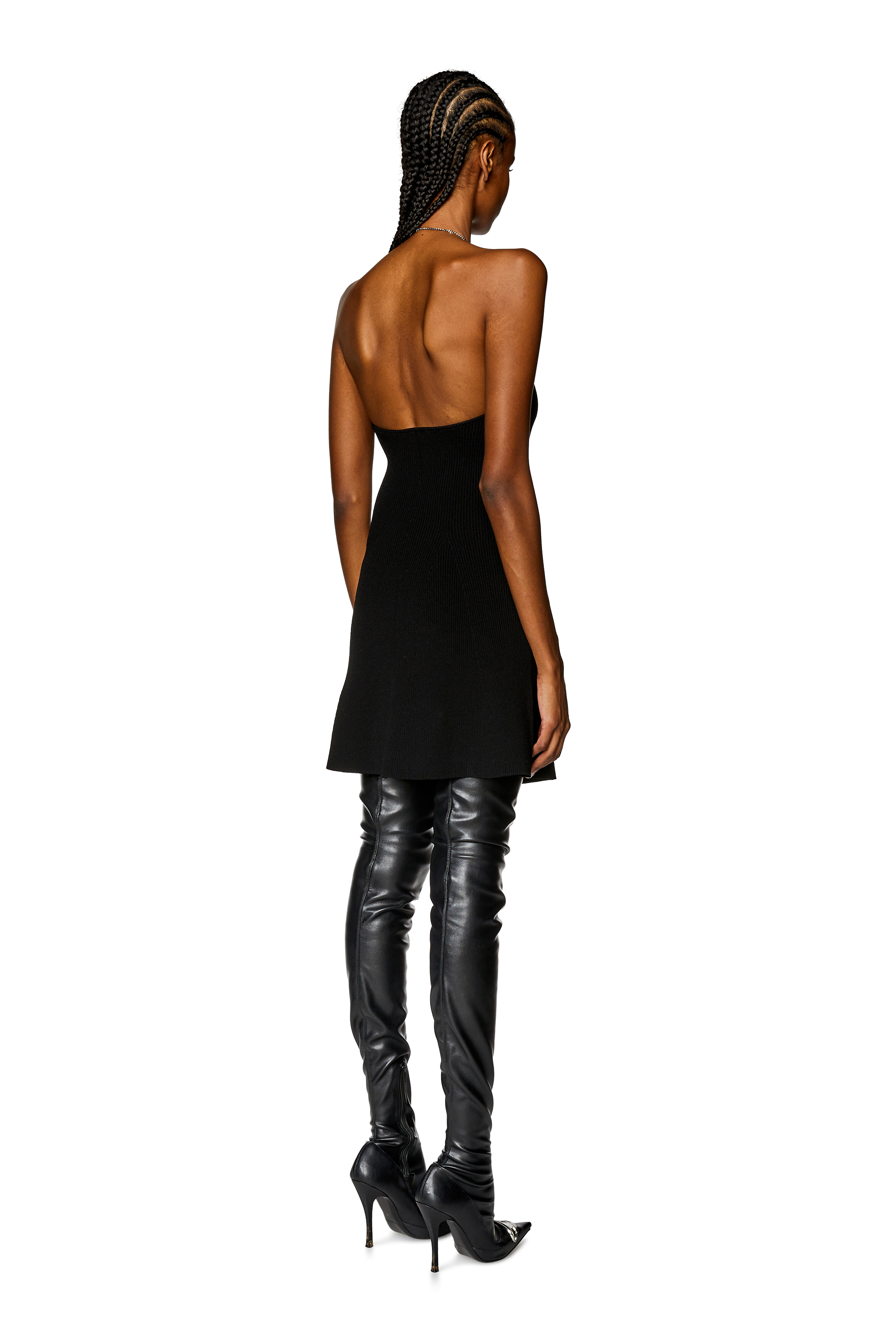Diesel - M-ARLETTE, Woman Chain-halterneck dress in stretch knit in Black - Image 3