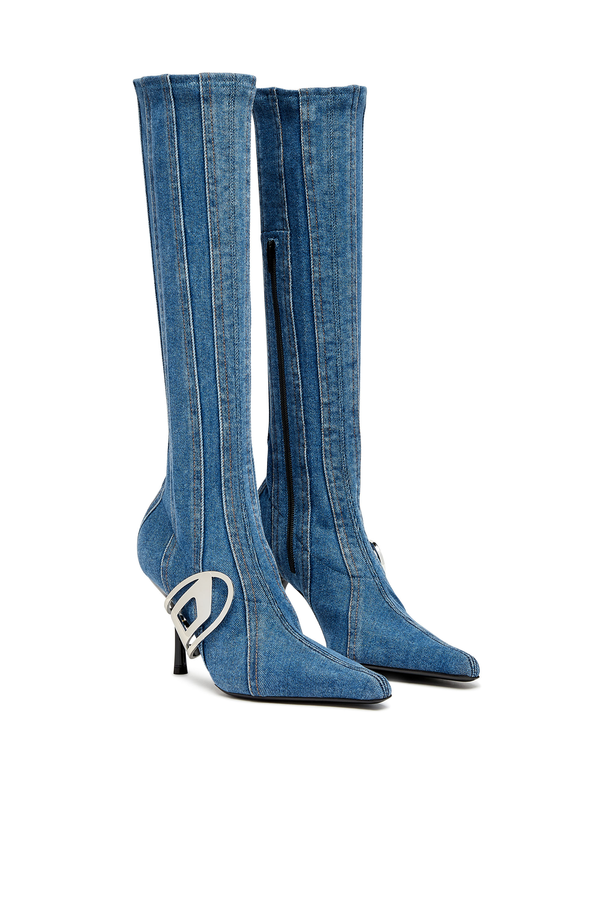Diesel - D-ECLIPSE KBT, Woman D-Eclipse KBT - Knee-high boots in stretch denim in Blue - Image 3