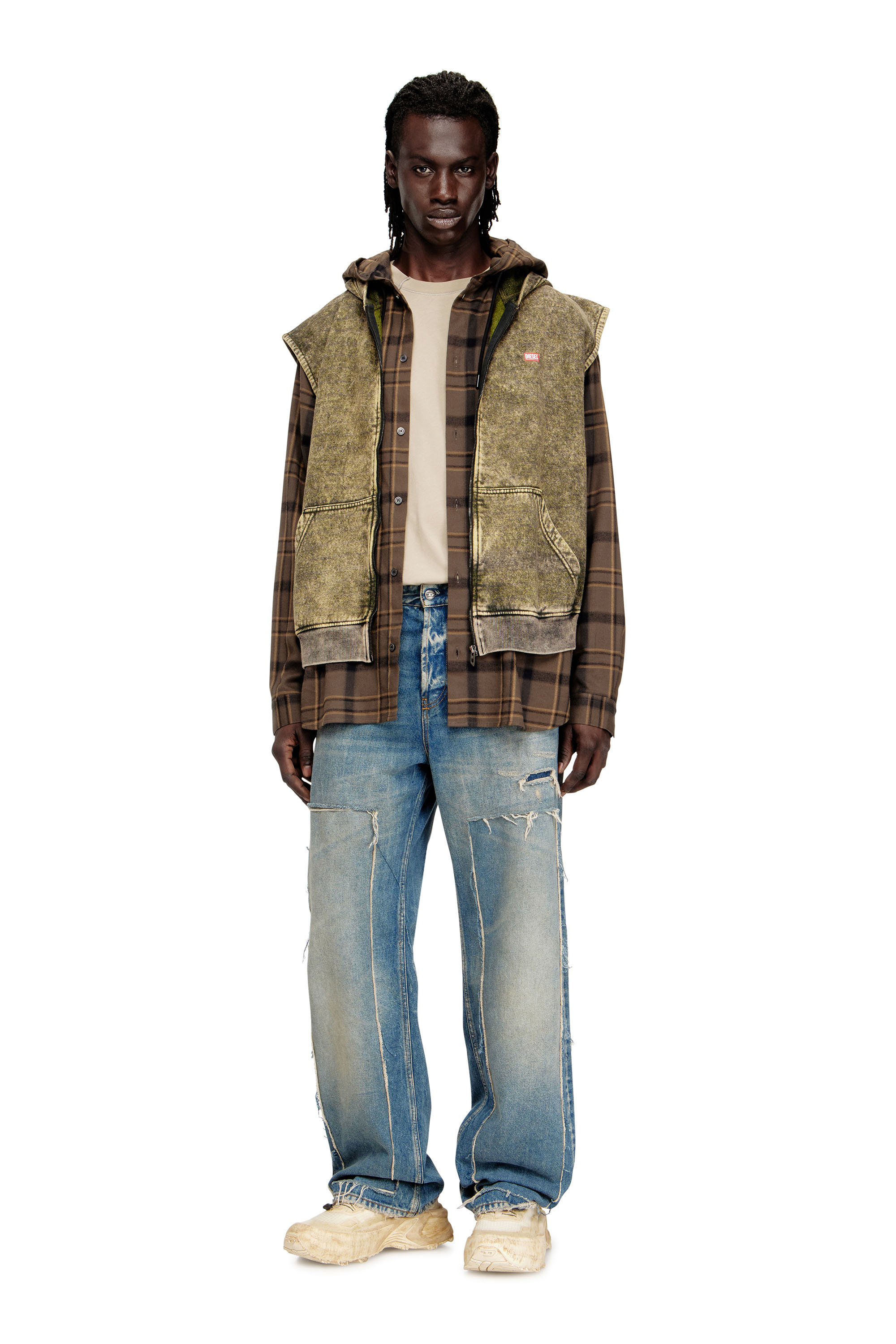 Diesel - S-BOXT-SL-ZIP, Man's Hoodie with acid wash and Diesel logo in null - 1