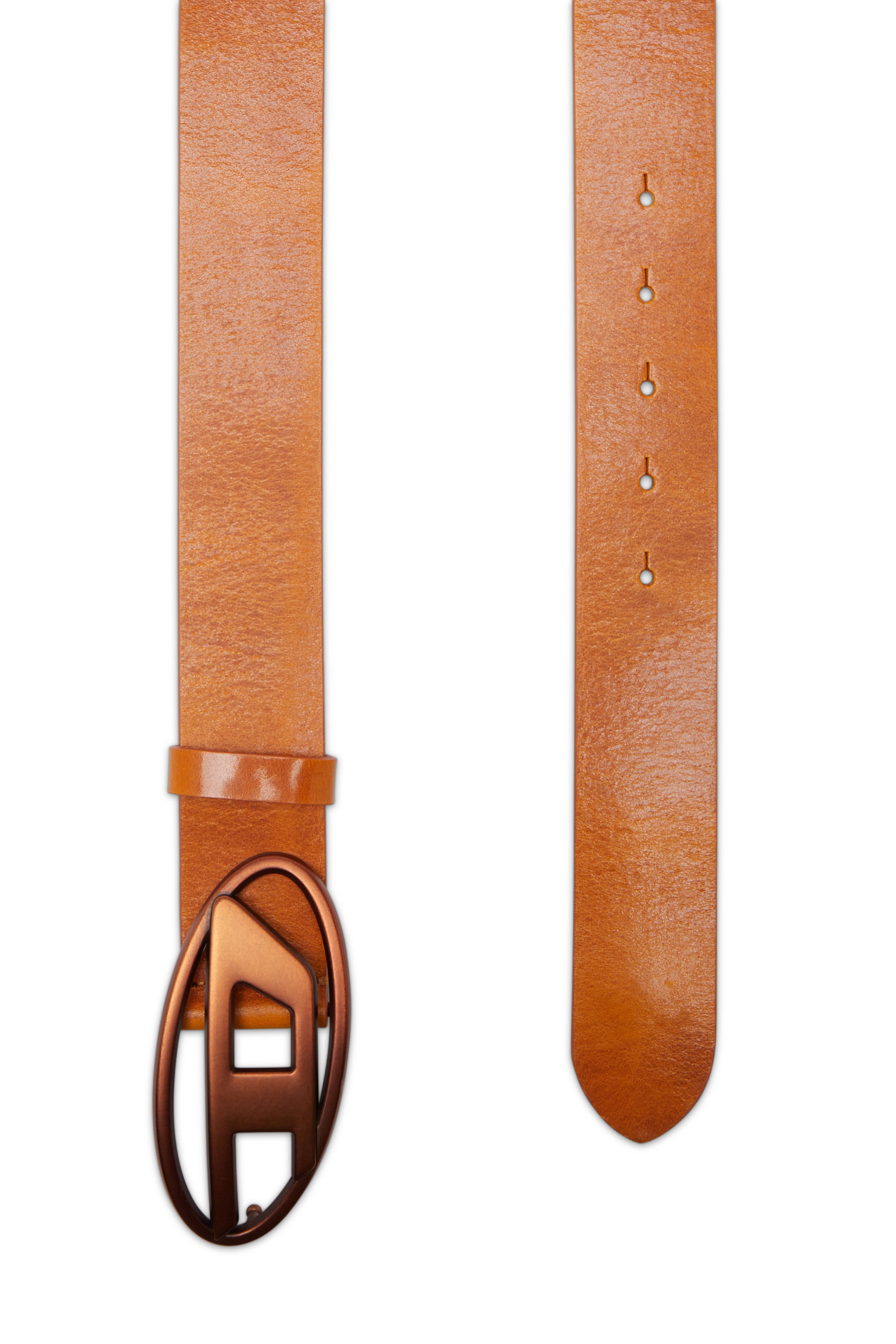 Diesel - B-1DR, Unisex Leather belt with tonal buckle in Orange - Image 2