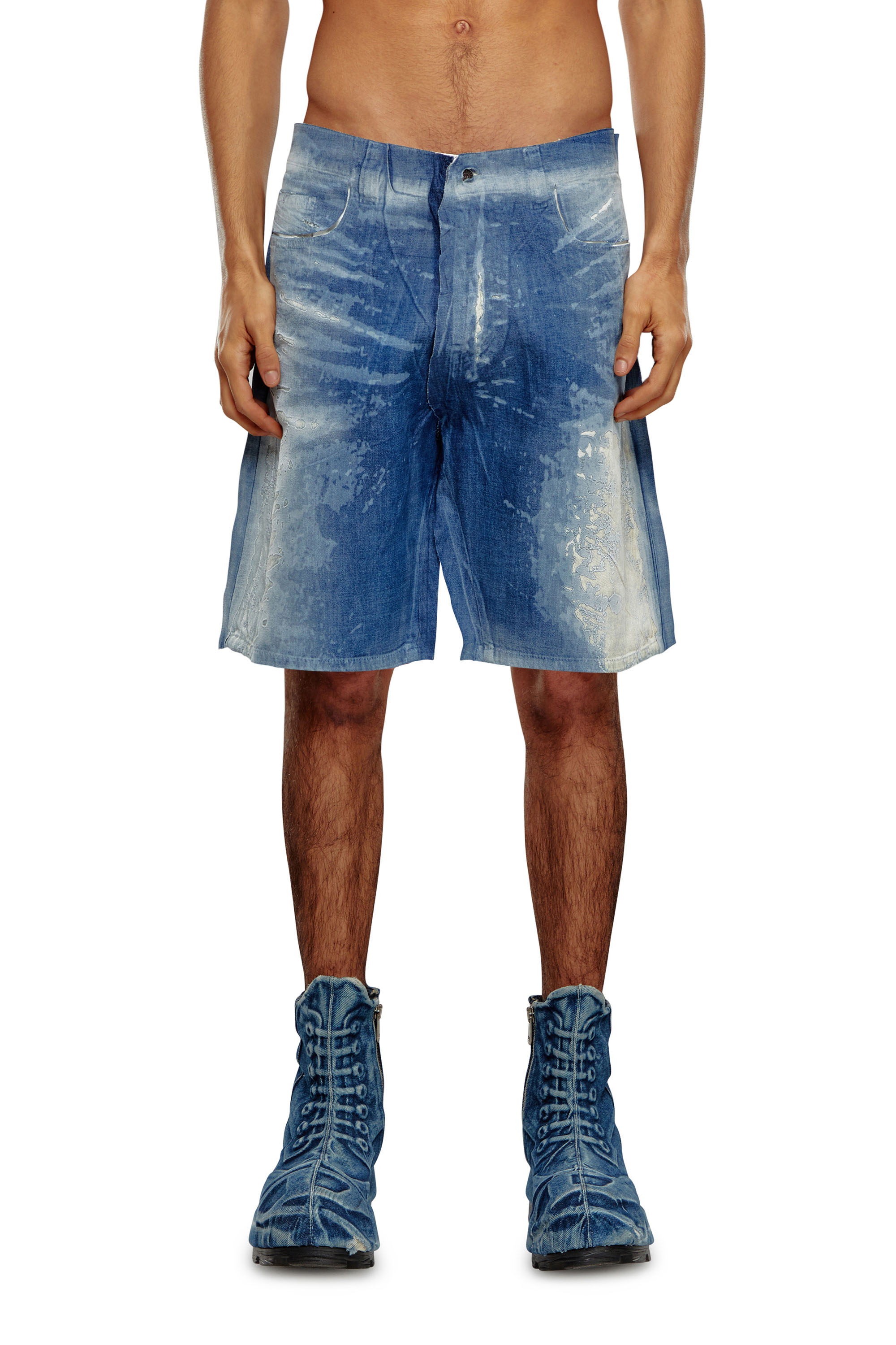 Diesel - D-SHORTY-FSE, Man Shorts in peel-off denim in Blue - Image 1