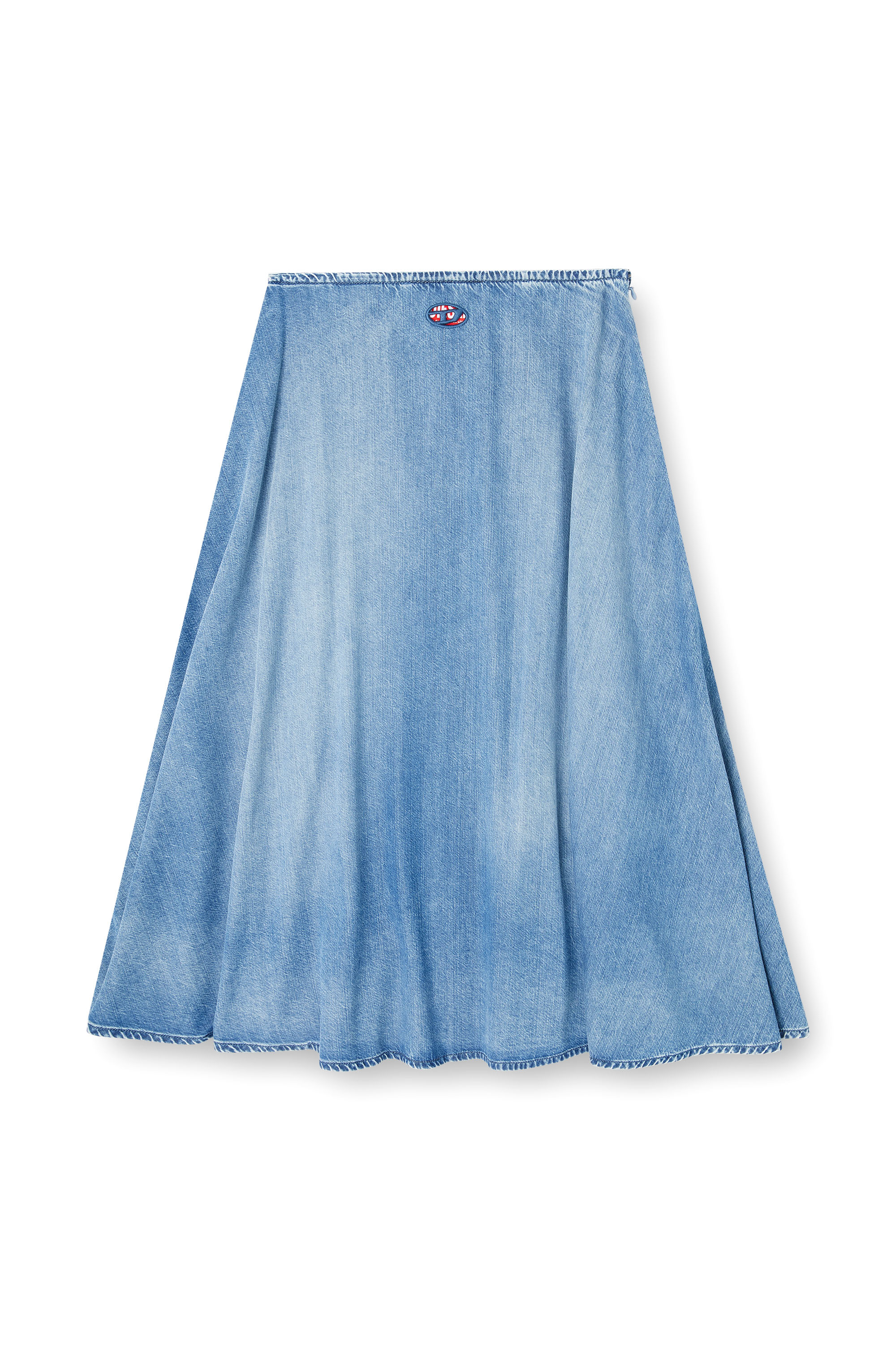 Diesel - DE-ANNIE-S3, Woman's Full skirt in fluid denim in Light Blue - 3