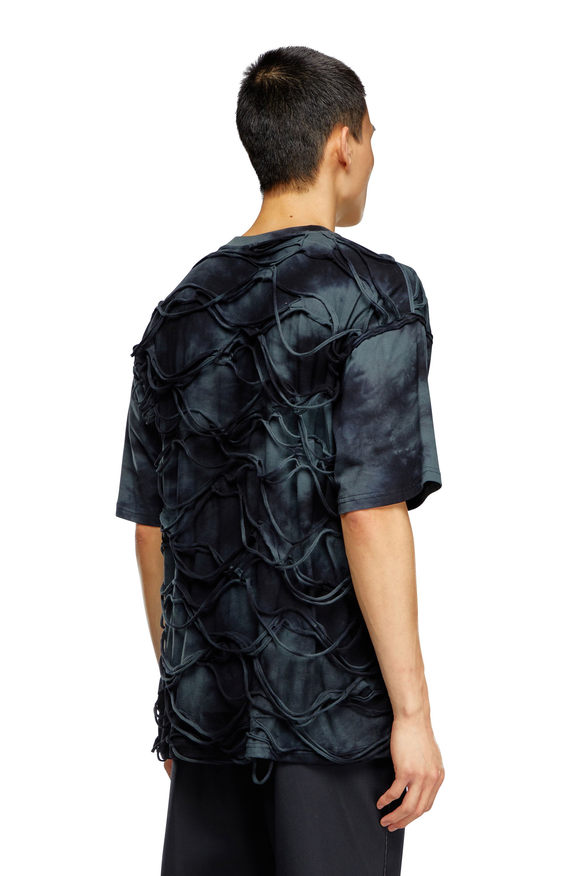 Diesel - T-BOXKET, Man T-shirt with floating strands in Black - Image 4