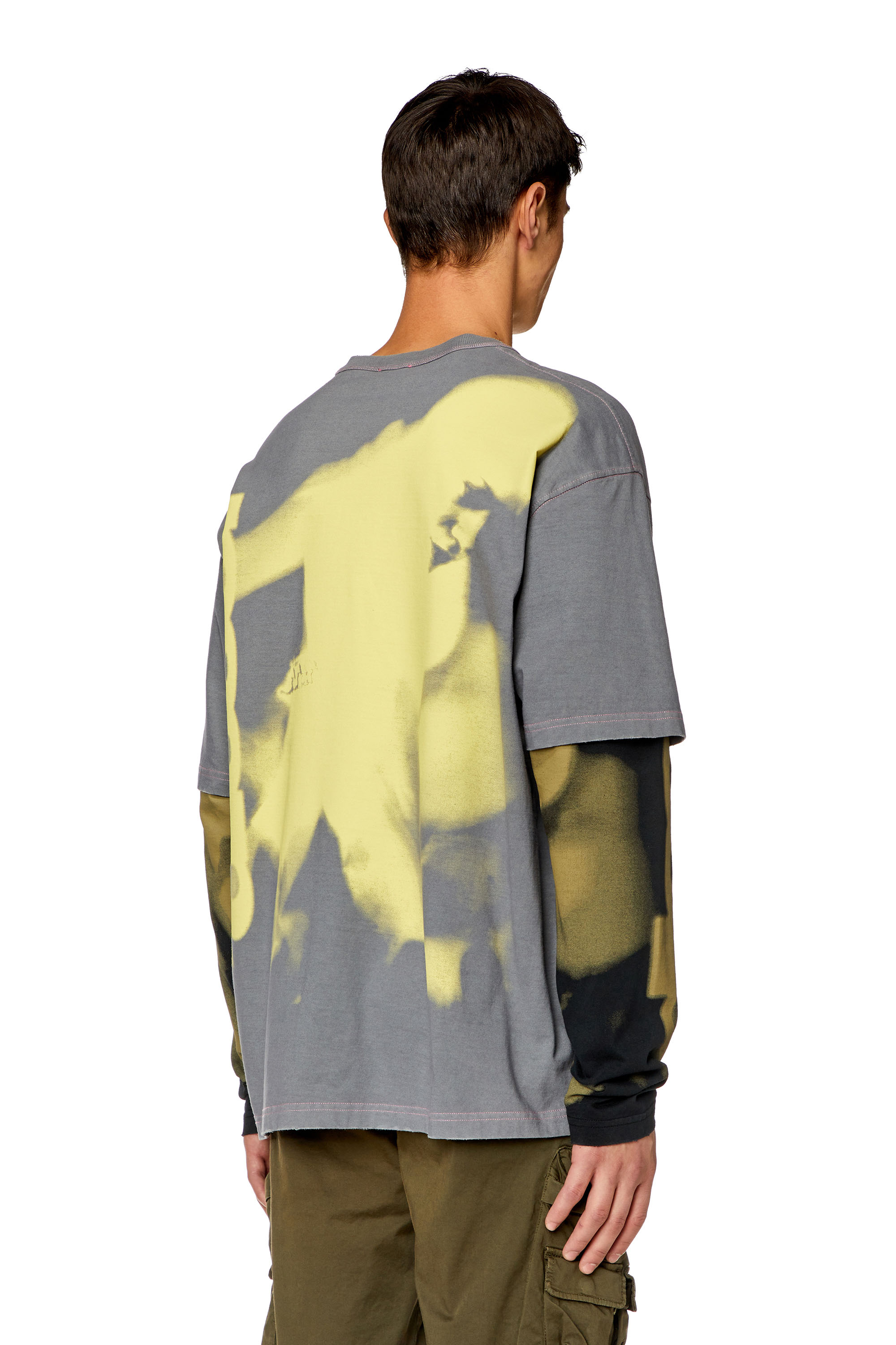 Diesel - T-WESHER-N3, Man Layered-effect top with smudged print in Multicolor - Image 4
