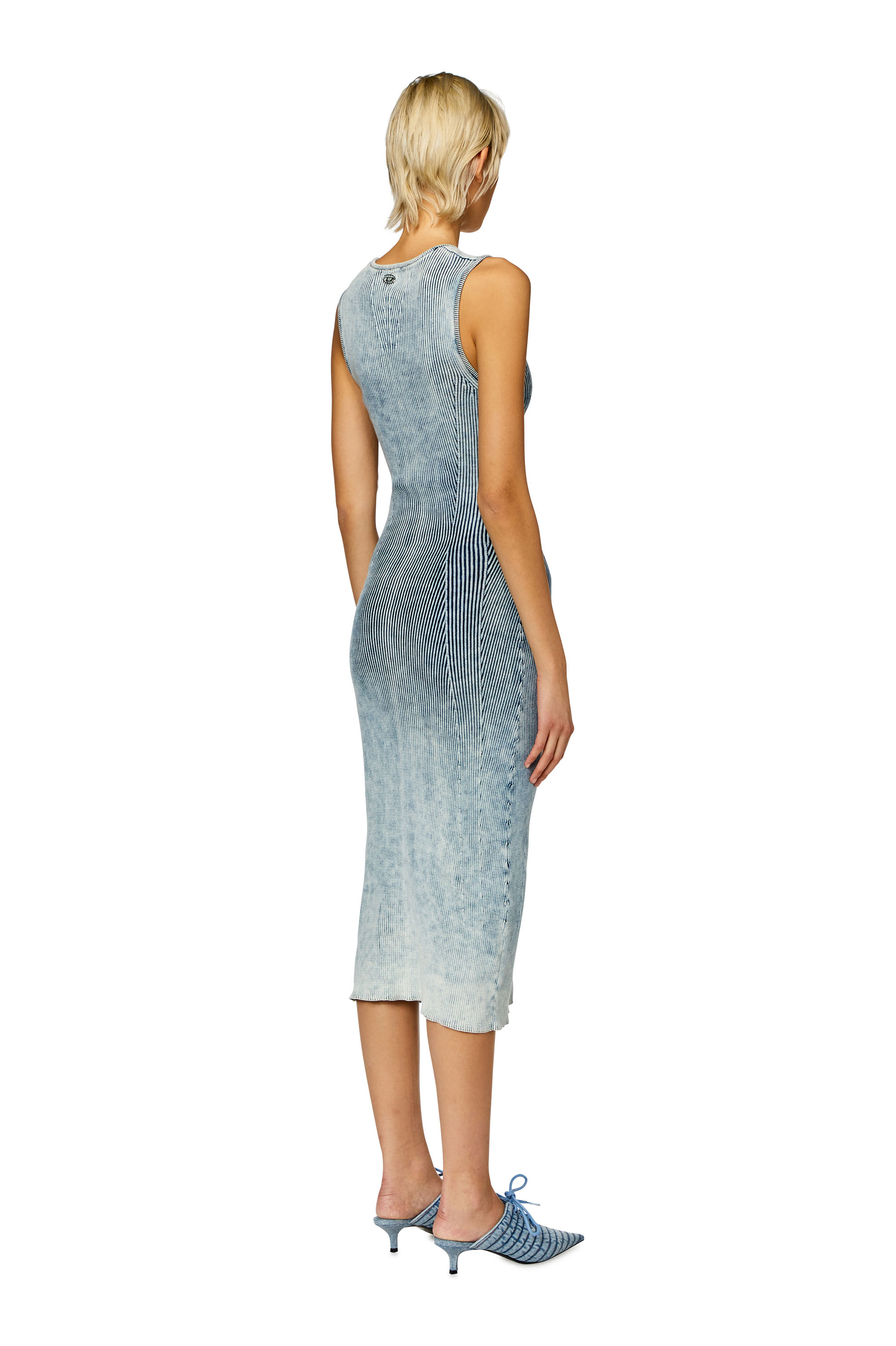 Diesel - M-TARYN, Woman Cut-out midi dress in indigo cotton knit in Blue - Image 3